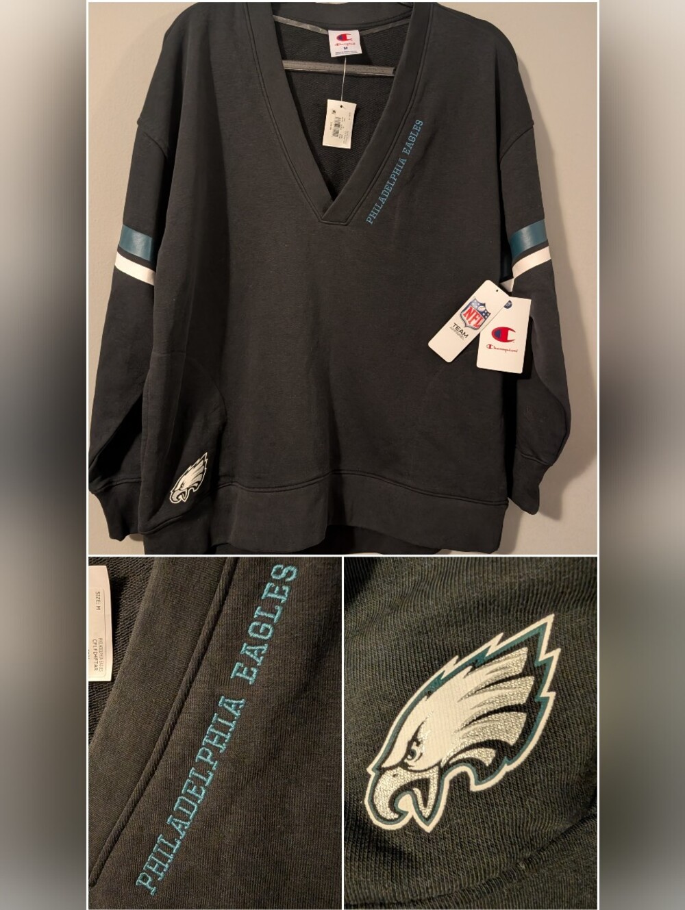 NWT Philadelphia Eagles TUNIC V-neck, Pockets- WOMEN Medium NFL X Champion